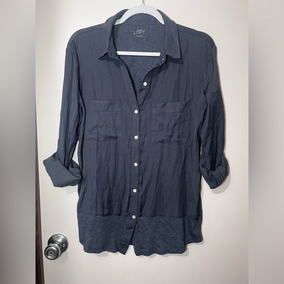 LOFT Dark Gray Long Sleeve Top - Picture 1 of 4